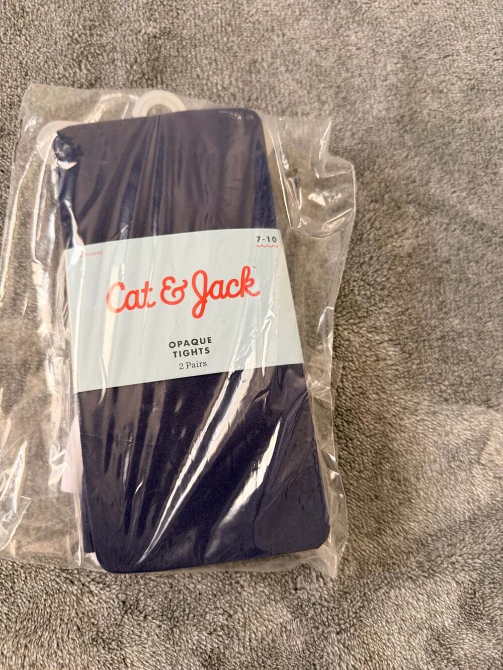 Cat & Jack Opaque Tights 2 Pairs Navy and White Size 7-10